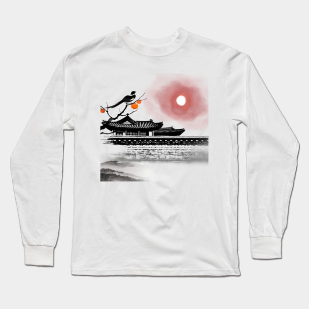 Korean painting, beautiful ink painting Long Sleeve T-Shirt by zzzozzo
